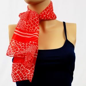 Vintage DIANE VON FURSTENBERG Silk Scarf Red 53"